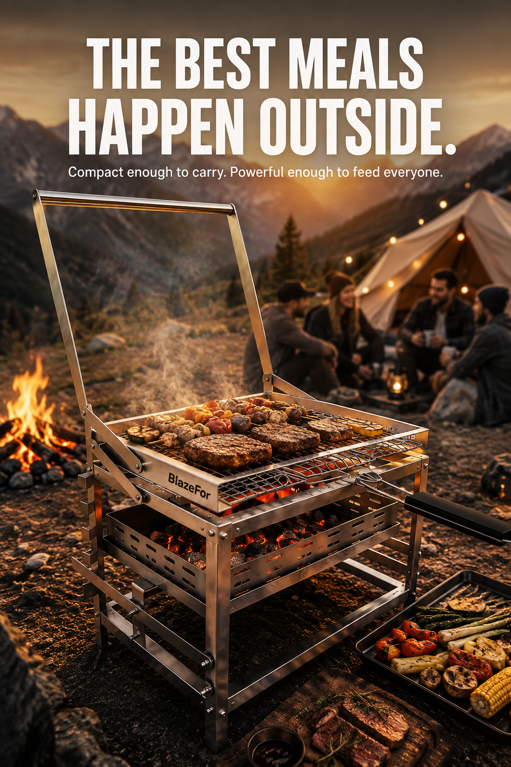 Blaze For F1 Adjustable Charcoal Rotating Grill