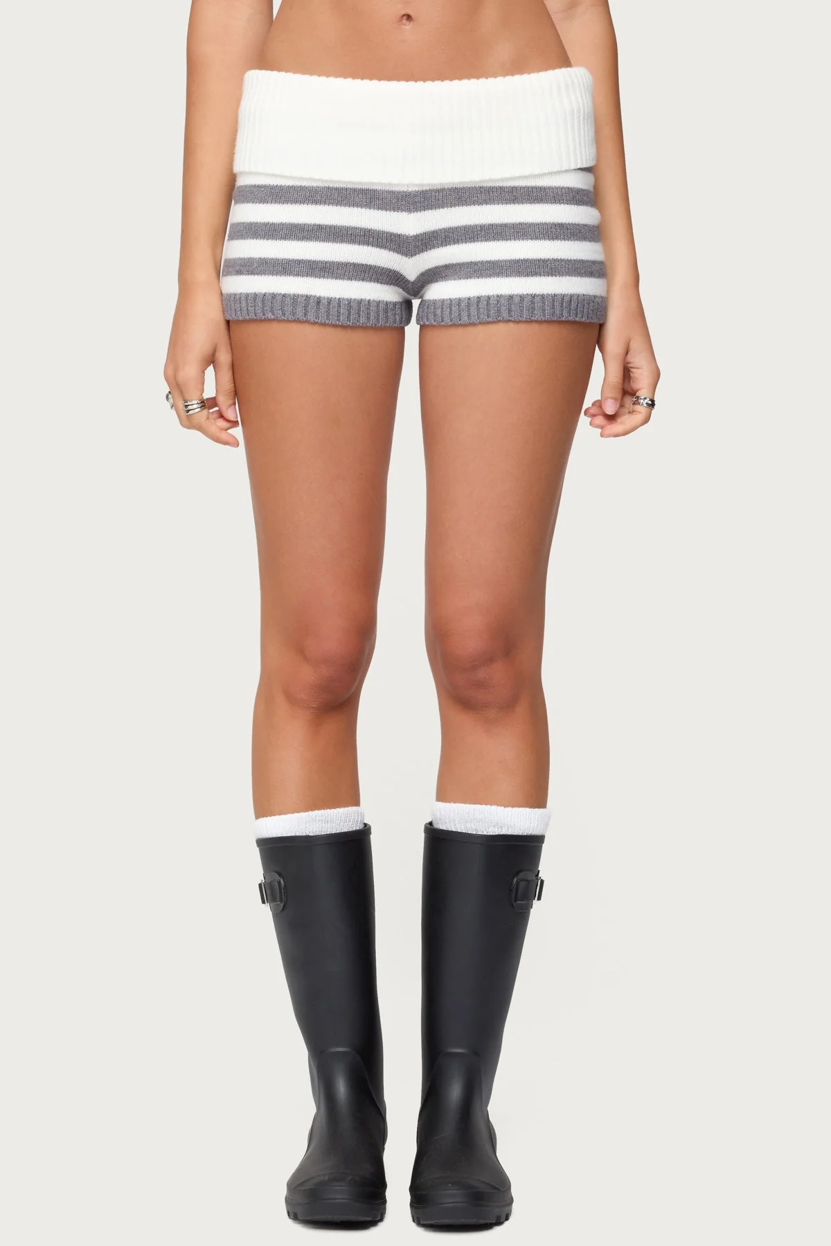 Fold over knit shorts