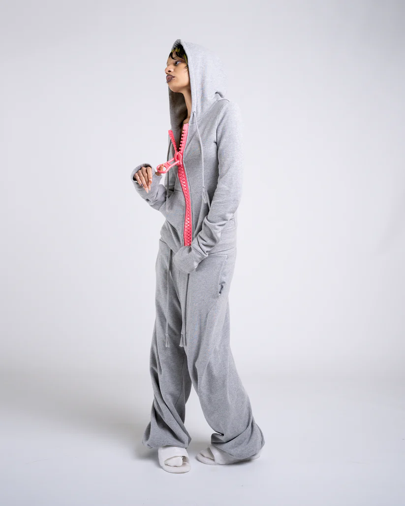 big zipper hoodie grey