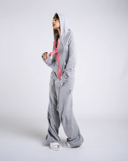 big zipper hoodie grey